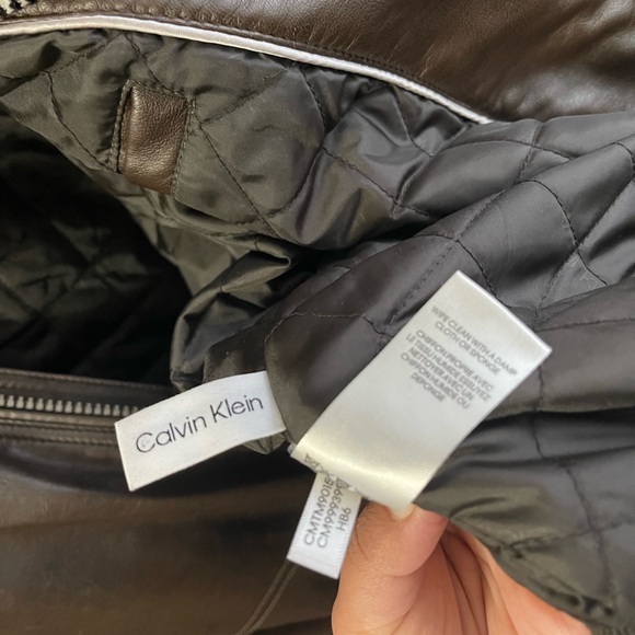 New Calvin Klein Mens Moto Leather Jacket - Picture 9 of 10